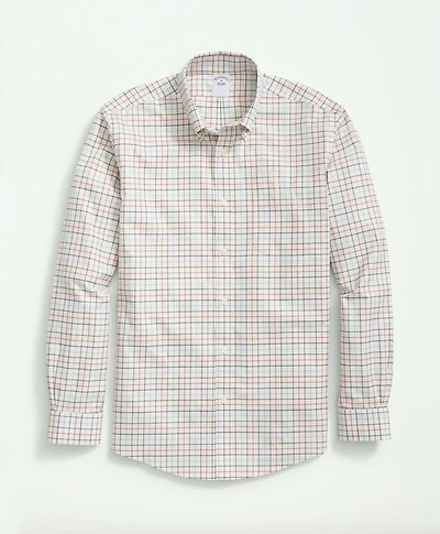 Stretch Supima<sup>®</sup> Cotton Non-Iron Twill Polo Button Down Collar, Tattersall Shirt