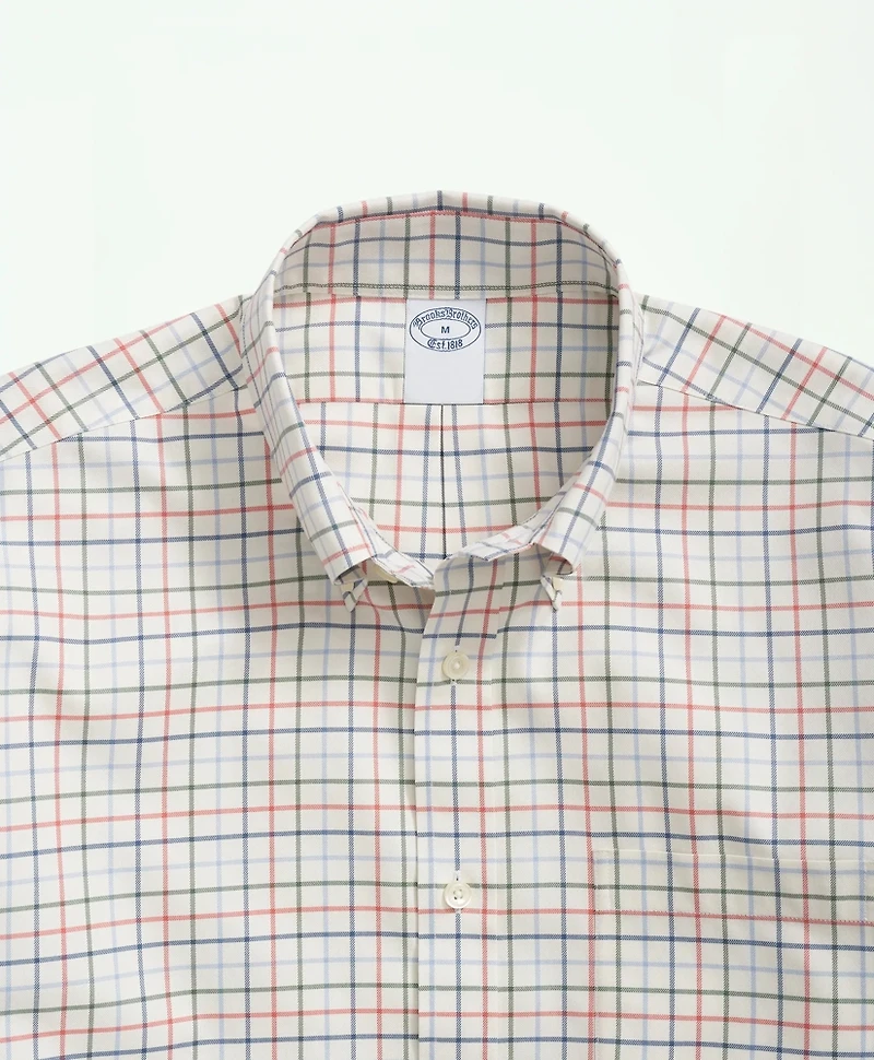 Stretch Supima<sup>®</sup> Cotton Non-Iron Twill Polo Button Down Collar, Tattersall Shirt