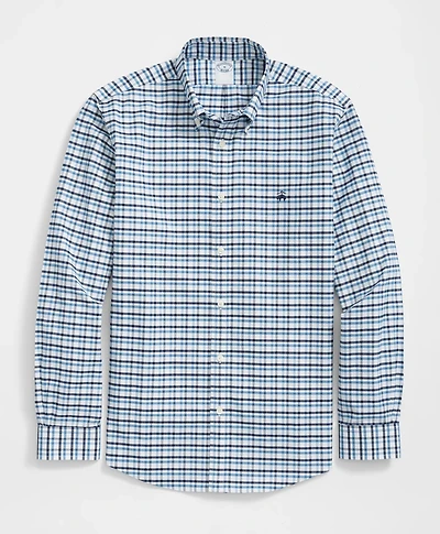Stretch Cotton Non-Iron Oxford Polo Button Down Collar, Double-Check Shirt
