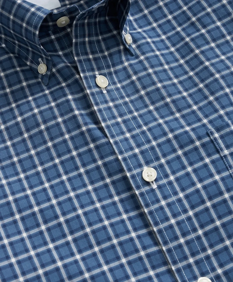 Stretch Supima<sup>®</sup> Cotton Non-Iron Oxford Polo Button Down Collar Windowpane Shirt