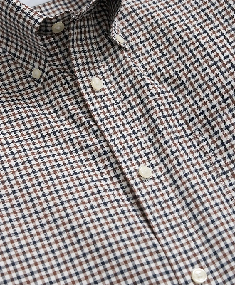 Stretch Supima<sup>®</sup> Cotton Non-Iron Twill Polo Button Down Collar Checked Shirt