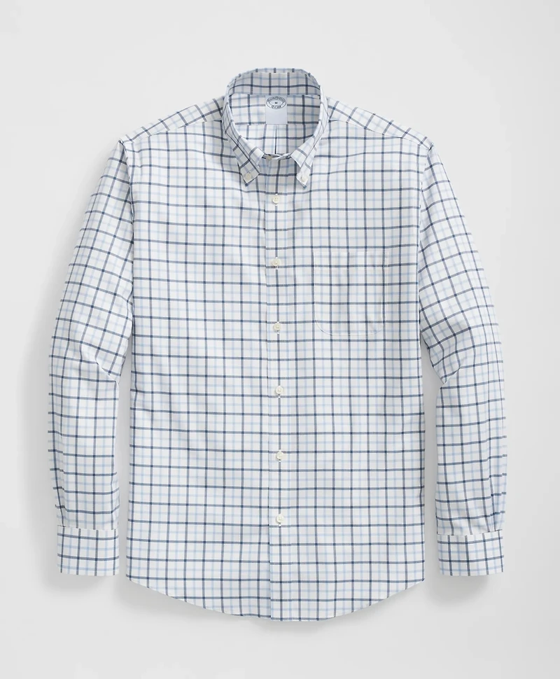 Stretch Supima<sup>®</sup> Cotton Non-Iron Twill Polo Button Down Collar Windowpane Shirt