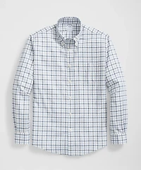 Stretch Supima<sup>®</sup> Cotton Non-Iron Twill Polo Button Down Collar Windowpane Shirt