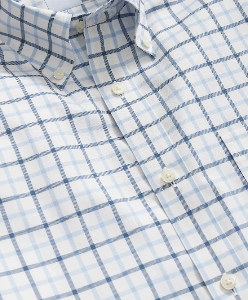 Stretch Supima<sup>®</sup> Cotton Non-Iron Twill Polo Button Down Collar Windowpane Shirt