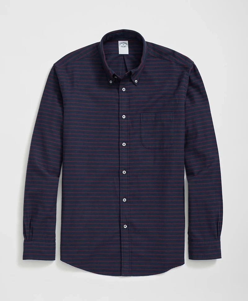 Portuguese Flannel Polo Button Down Collar, Striped Shirt