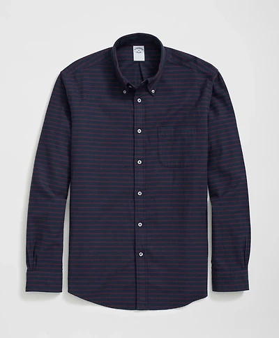 Portuguese Flannel Polo Button Down Collar, Striped Shirt
