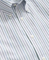 Stretch Cotton Non-Iron Oxford Polo Button Down Collar Multi Striped Shirt