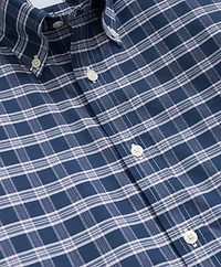 Stretch Cotton Non-Iron Oxford Polo Button Down Collar Checked Shirt