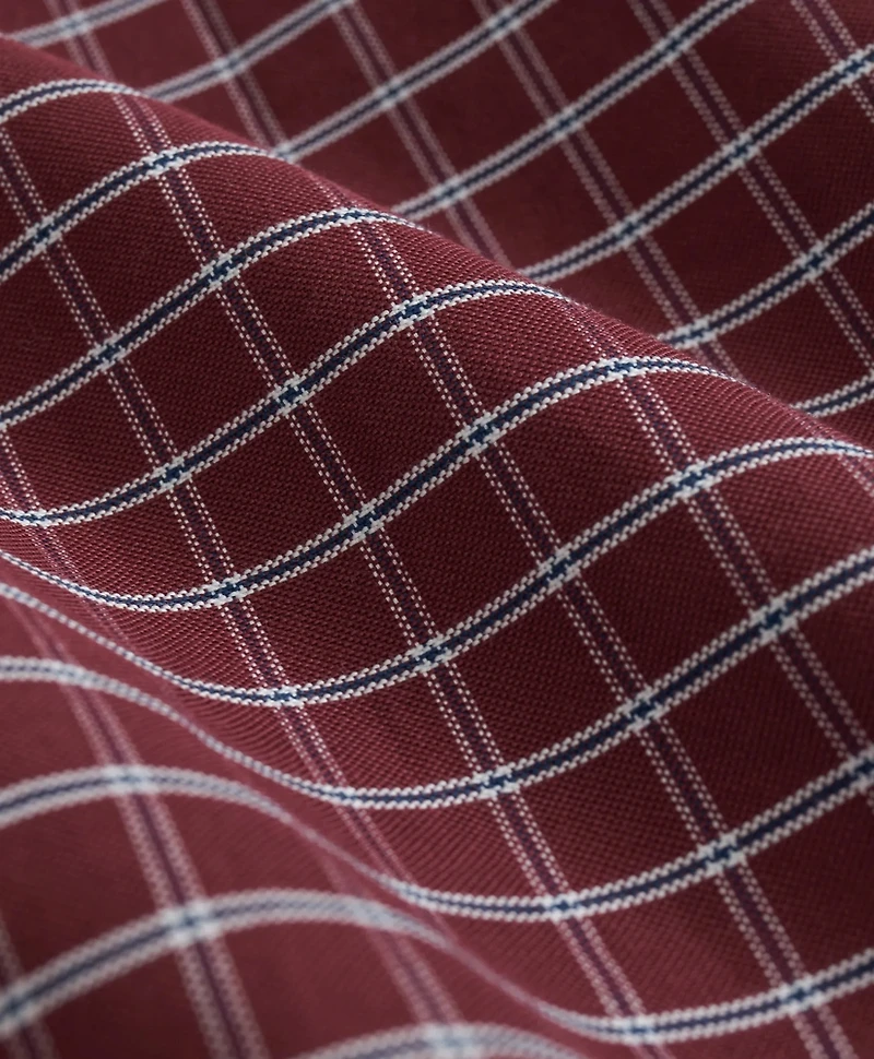 Stretch Cotton Non-Iron Oxford Polo Button Down Collar, Windowpane Shirt