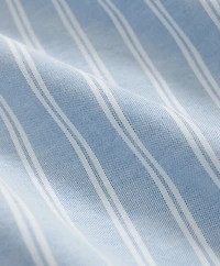 Stretch Cotton Non-Iron Oxford Polo Button Down Collar, Double Stripe Shirt