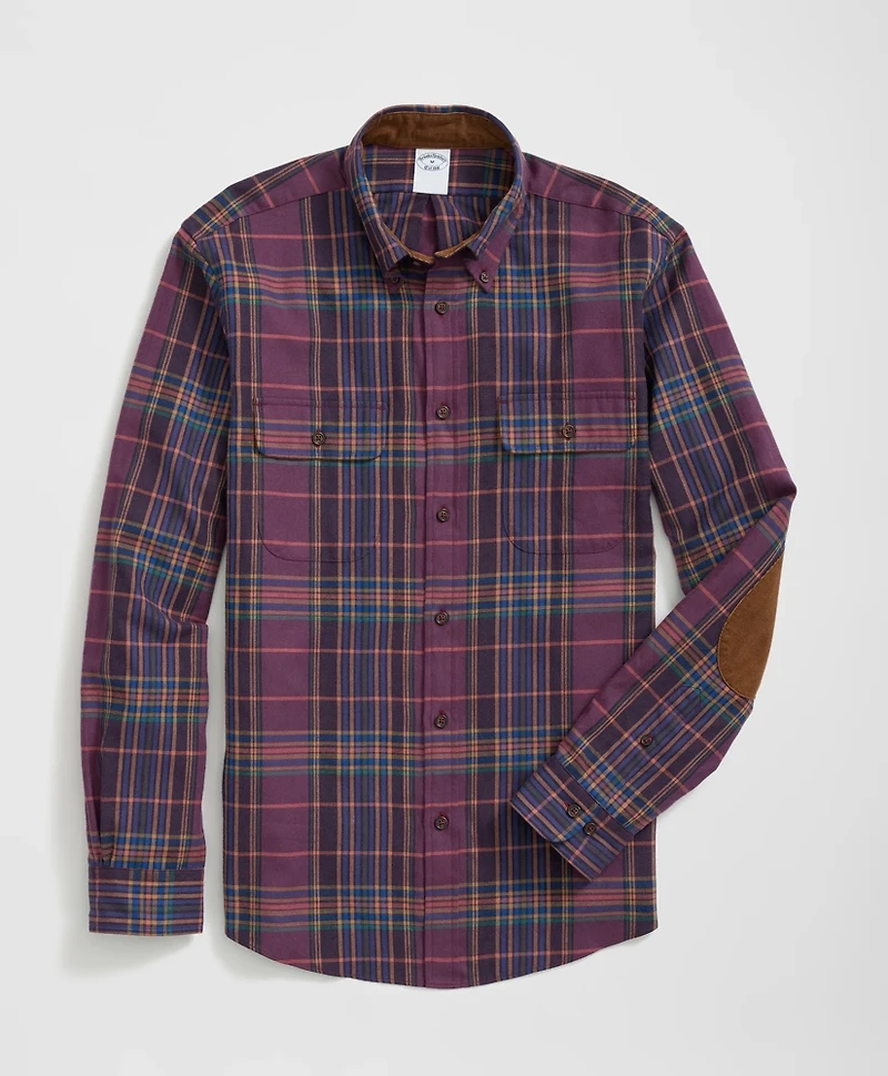 Cotton-Cashmere Sport Shirt Plaid Flannel