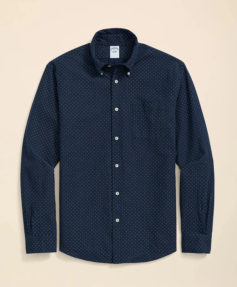 Cotton Sport Shirt Indigo Dot Print