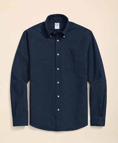 Cotton Sport Shirt Indigo Dot Print