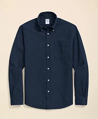 Cotton Sport Shirt Indigo Dot Print