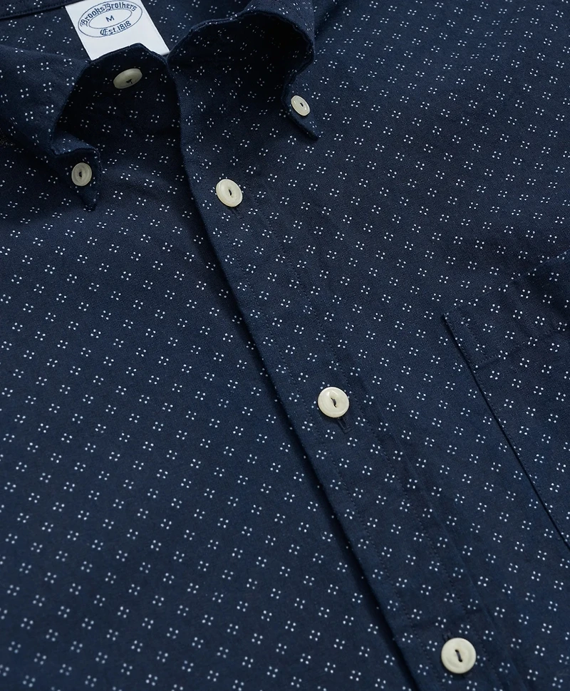 Cotton Sport Shirt Indigo Dot Print