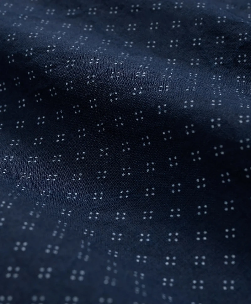 Cotton Sport Shirt Indigo Dot Print