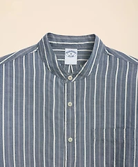 Cotton Dobby Stripe Stand Collar Sport Shirt