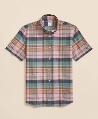 Washed Cotton Madras Polo Button-Down Collar
