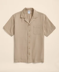 Cotton Camp Collar, Waffle Weave Short-Sleeve Shirt