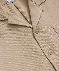 Cotton Camp Collar, Waffle Weave Short-Sleeve Shirt
