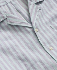 Irish Linen Camp Collar, Striped Short-Sleeve Shirt