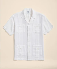 Cotton Guayabera Waffle-Weave Short-Sleeve Shirt