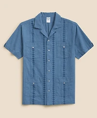 Cotton Guayabera Embroidered Short-Sleeve Shirt