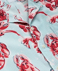 Cotton Seersucker Camp Collar, Lobster Short-Sleeve  Shirt