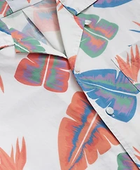 Cotton Camp Collar, Leaf Short-Sleeve Shirt