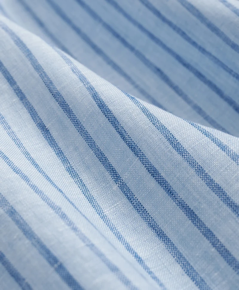 Irish Linen Polo Button Down Collar, Striped Shirt