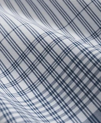 Cotton Camp Collar, Border Plaid Short-Sleeve Shirt