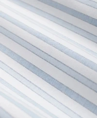 Stretch Cotton Non-Iron Oxford Polo Button-Down Collar, Outline Stripe Short-Sleeve Shirt