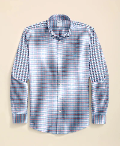 Stretch Cotton Non-Iron Oxford Polo Button Down Collar, Multi Check Shirt