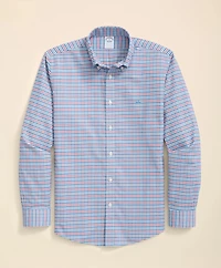 Stretch Cotton Non-Iron Oxford Polo Button Down Collar, Multi Check Shirt