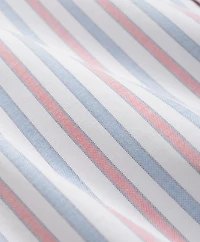 Stretch Cotton Non-Iron Oxford Polo Button Down Collar, Outline Stripe Shirt