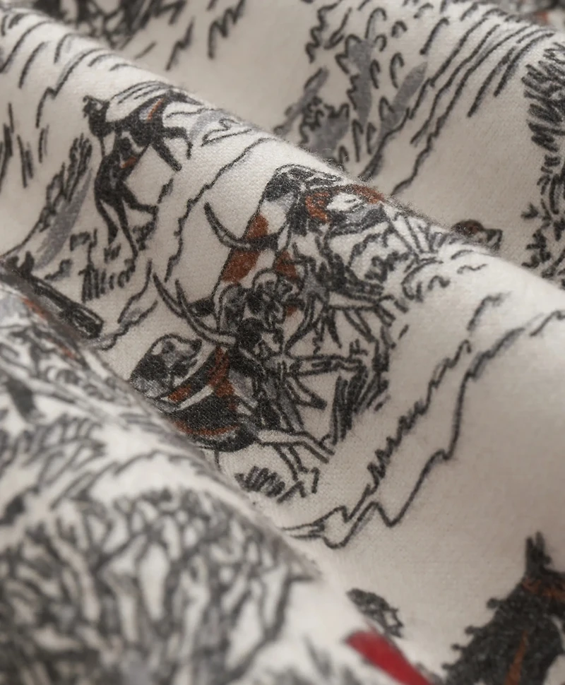 Cotton Flannel Archive Equestrian Print Sport Shirt