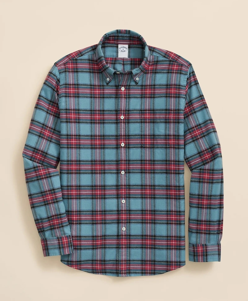 Portuguese Flannel Polo Button Down Collar, Stewart Tartan Shirt