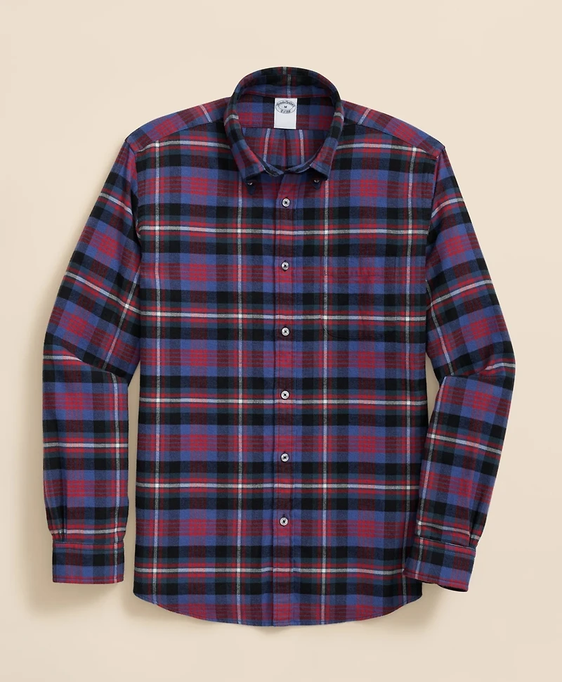 Portuguese Flannel Polo Button Down Collar, Bright Plaid Shirt