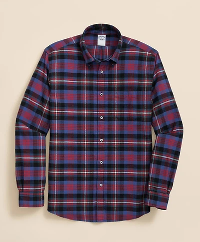 Portuguese Flannel Polo Button Down Collar, Bright Plaid Shirt