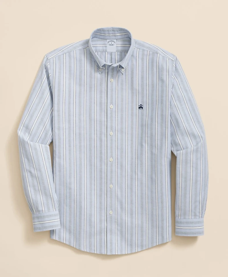 Stretch Non-Iron Oxford Button-Down Collar, Outline Stripe Sport Shirt