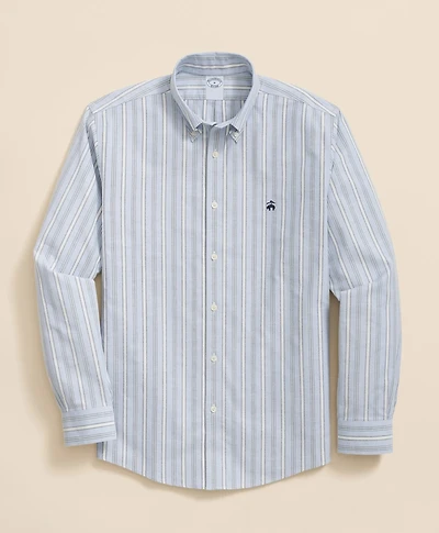 Stretch Non-Iron Oxford Button-Down Collar, Outline Stripe Sport Shirt