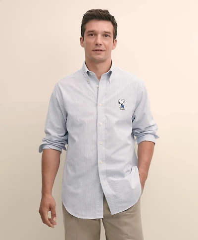 Brooks Brothers X PEANUTS Traditional Fit Cotton Oxford Button-Down Collar, Striped Sport Shirt