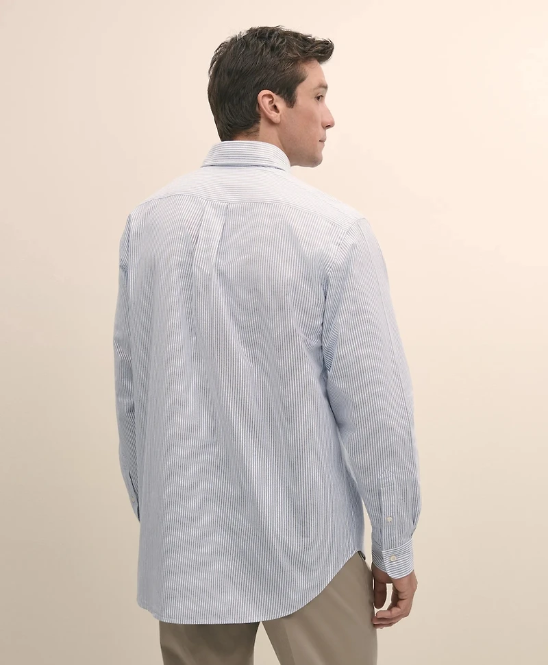 Brooks Brothers X PEANUTS Traditional Fit Cotton Oxford Button-Down Collar, Striped Sport Shirt