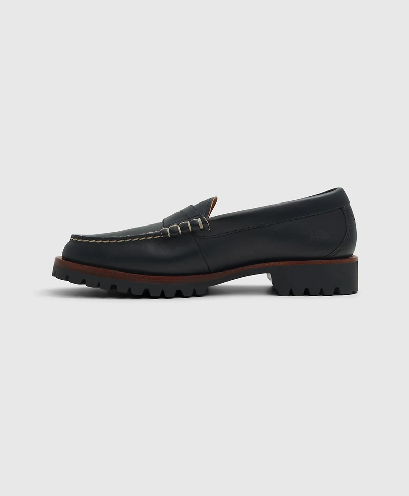 Leather Penny Loafer with Lug Sole