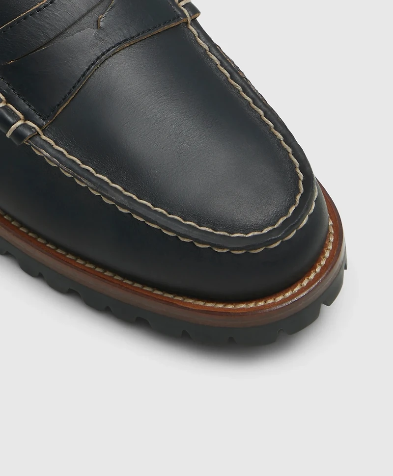 Leather Penny Loafer with Lug Sole
