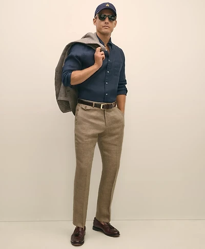 Classic Fit Linen Herringbone Dress Pants