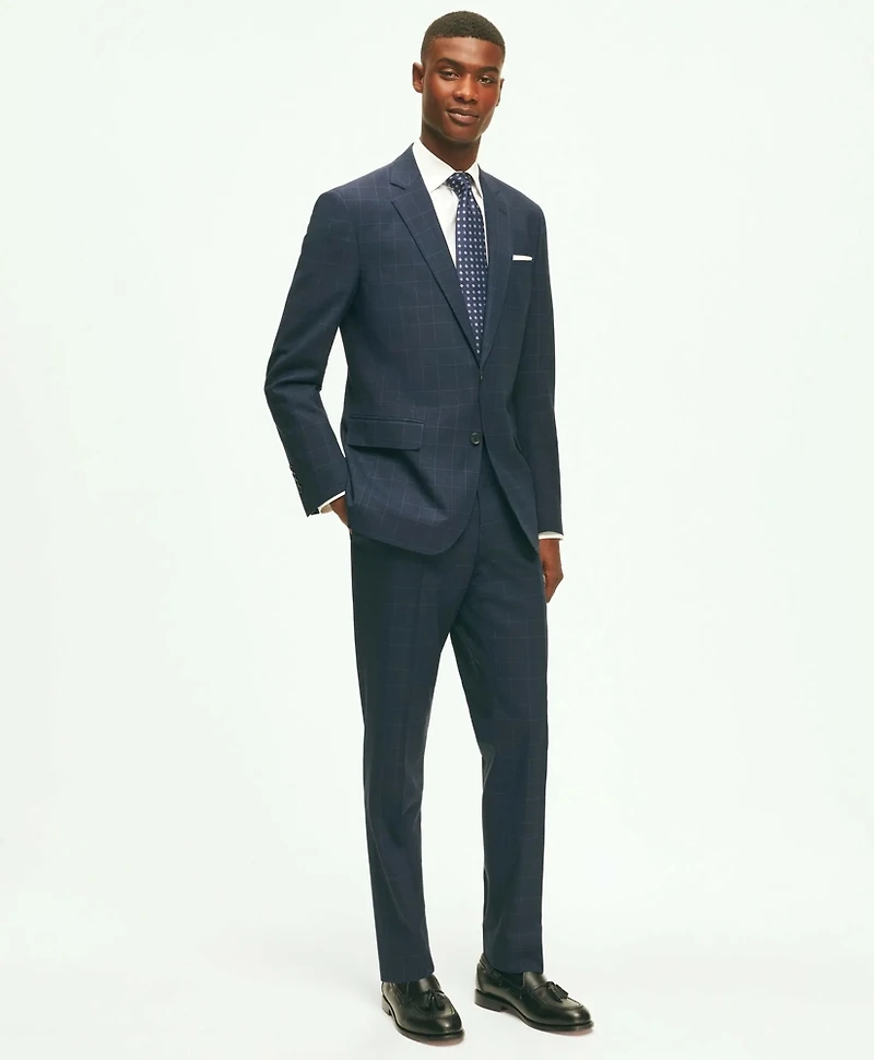 Brooks Brothers Explorer Collection Slim Fit Wool Checked Suit Pants