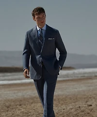 Slim Fit Linen-Blend Herringbone Suit Jacket