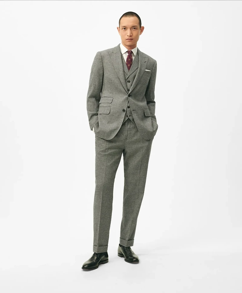 Slim Fit Houndstooth Wool-Cashmere Suit Pants