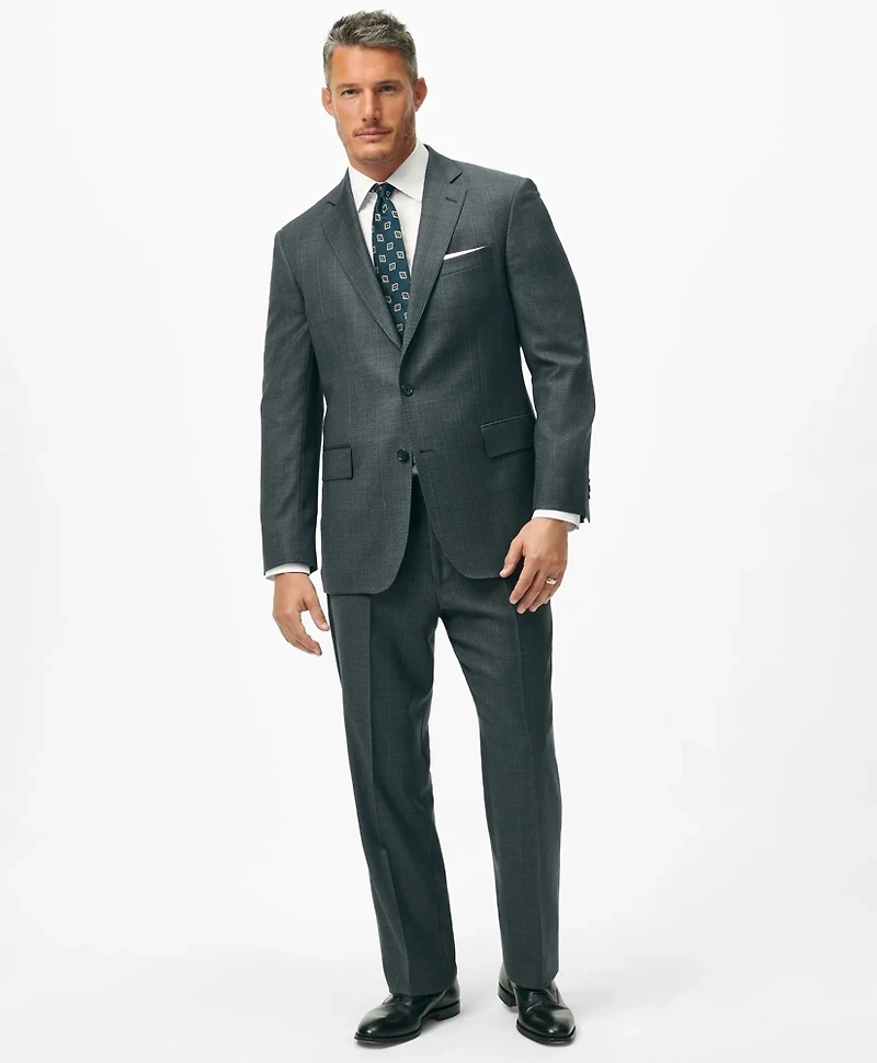 Traditional Fit Wool Windowpane 1818 Suit
